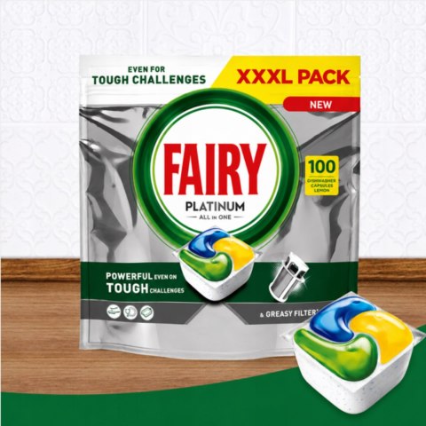 Fairy Platinum All In One Kapsułki do zmywarki cytrynowe tabletki 100 sztuk