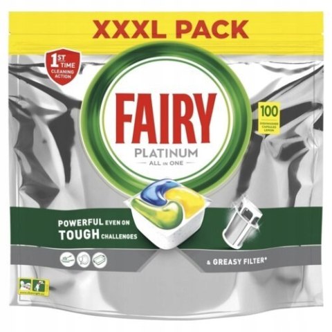 Fairy Platinum All In One Kapsułki do zmywarki cytrynowe tabletki 100 sztuk