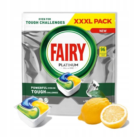 Fairy Platinum All In One Kapsułki do zmywarki cytrynowe tabletki 96 sztuk