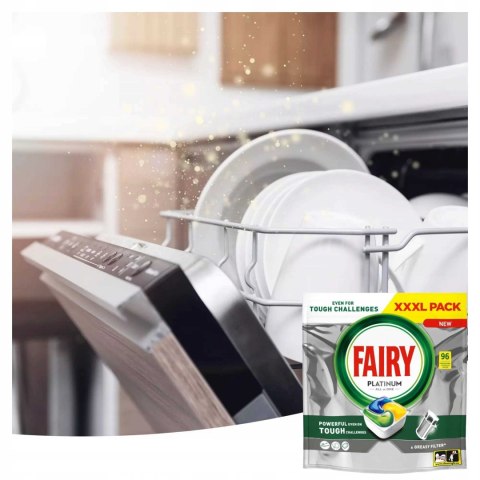 Fairy Platinum All In One Kapsułki do zmywarki cytrynowe tabletki 96 sztuk