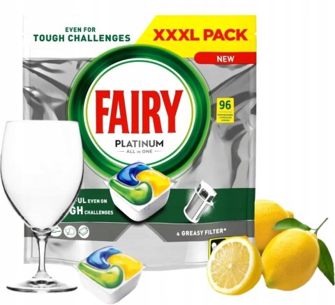 Fairy Platinum All In One Kapsułki do zmywarki cytrynowe tabletki 96 sztuk
