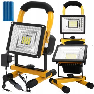 HALOGEN PRZENOŚNY LAMPA ROBOCZA MOCNY NAŚWIETLACZ BUDOWLANY AKUMULATOR 30W