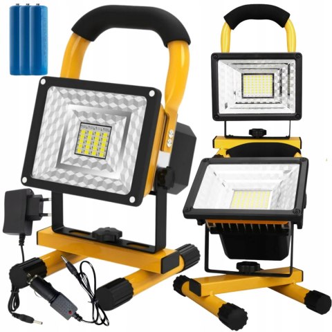 HALOGEN PRZENOŚNY LAMPA ROBOCZA MOCNY NAŚWIETLACZ BUDOWLANY AKUMULATOR 30W