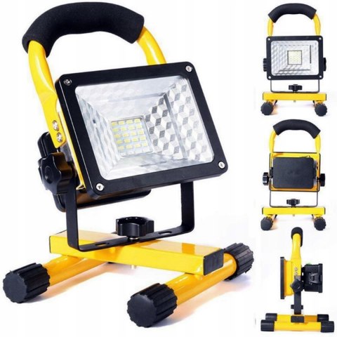 HALOGEN PRZENOŚNY LAMPA ROBOCZA MOCNY NAŚWIETLACZ BUDOWLANY AKUMULATOR 30W
