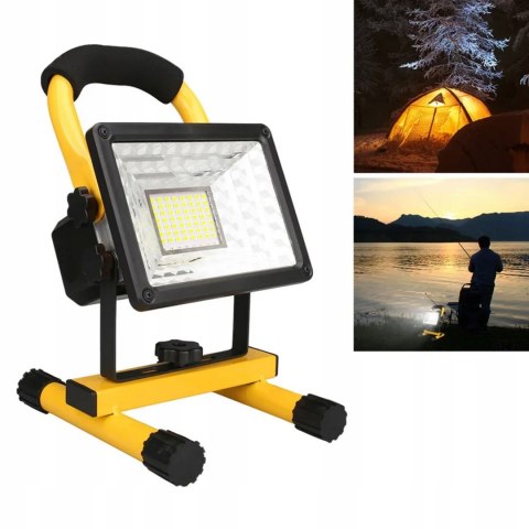 HALOGEN PRZENOŚNY LAMPA ROBOCZA MOCNY NAŚWIETLACZ BUDOWLANY AKUMULATOR 30W