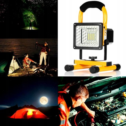 HALOGEN PRZENOŚNY LAMPA ROBOCZA MOCNY NAŚWIETLACZ BUDOWLANY AKUMULATOR 30W