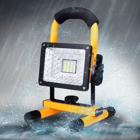 HALOGEN PRZENOŚNY LAMPA ROBOCZA MOCNY NAŚWIETLACZ BUDOWLANY AKUMULATOR 30W