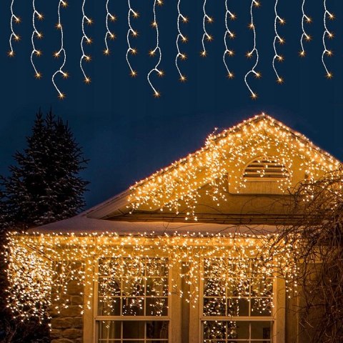 KURTYNA ŚWIETLNA SOPLE LAMPKI CHOINKOWE GIRLANDA 500 LED FLASH BIAŁE IP44