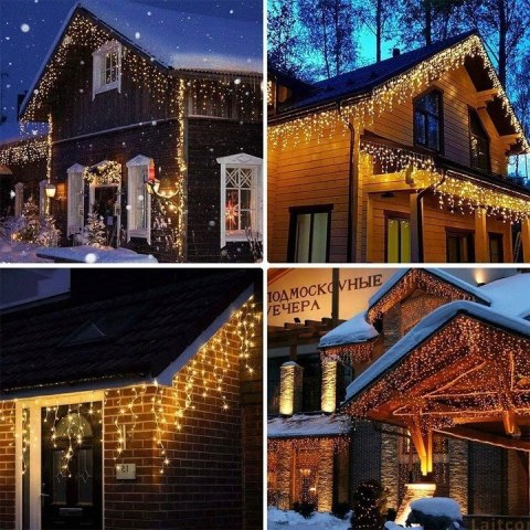 KURTYNA ŚWIETLNA SOPLE LAMPKI CHOINKOWE GIRLANDA 500 LED FLASH BIAŁE IP44