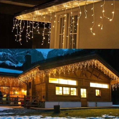 KURTYNA ŚWIETLNA SOPLE LAMPKI CHOINKOWE GIRLANDA 500 LED FLASH BIAŁE IP44