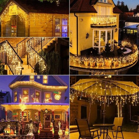 KURTYNA ŚWIETLNA SOPLE LAMPKI CHOINKOWE GIRLANDA 500 LED FLASH BIAŁE IP44