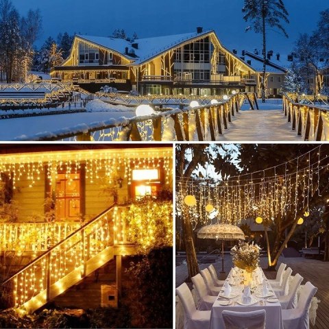 KURTYNA ŚWIETLNA SOPLE LAMPKI CHOINKOWE GIRLANDA 500 LED FLASH BIAŁE IP44