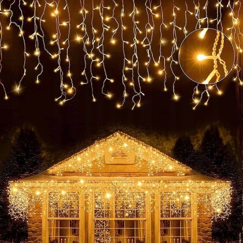 KURTYNA ŚWIETLNA SOPLE LAMPKI CHOINKOWE GIRLANDA 500 LED FLASH BIAŁE IP44