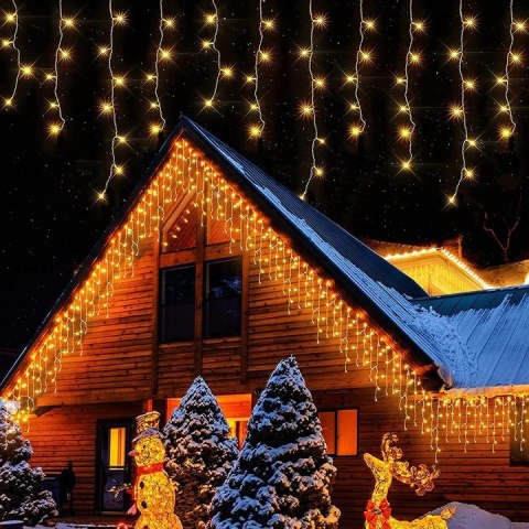 KURTYNA ŚWIETLNA SOPLE LAMPKI CHOINKOWE GIRLANDA 500 LED FLASH BIAŁE IP44