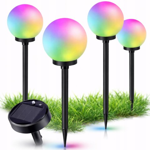 LAMPA SOLARNA KULA RGB OGRODOWA LED 4 SZT WBIJANA KOLOROWA TARAS OGRÓD