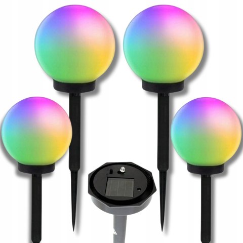 LAMPA SOLARNA KULA RGB OGRODOWA LED 4 SZT WBIJANA KOLOROWA TARAS OGRÓD