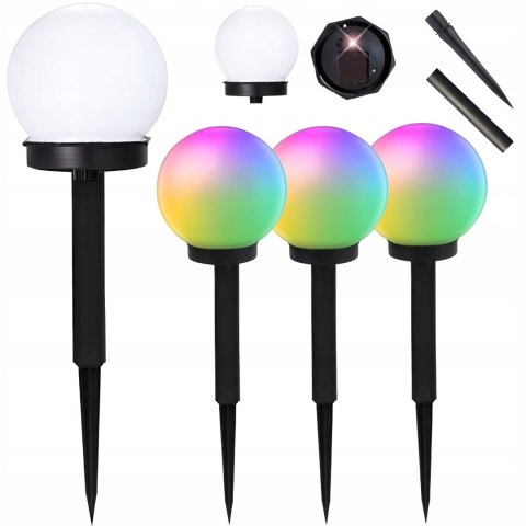LAMPA SOLARNA KULA RGB OGRODOWA LED 4 SZT WBIJANA KOLOROWA TARAS OGRÓD