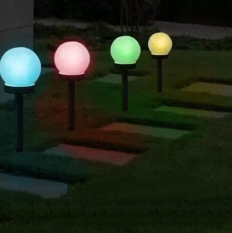 LAMPA SOLARNA KULA RGB OGRODOWA LED 4 SZT WBIJANA KOLOROWA TARAS OGRÓD