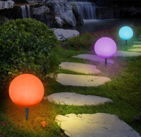 LAMPA SOLARNA KULA RGB OGRODOWA LED 4 SZT WBIJANA KOLOROWA TARAS OGRÓD