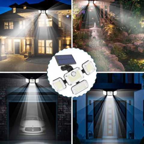 LAMPA SOLARNA ZEWNĘTRZNA LED z CZUJNIKIEM RUCHU REGULOWANA OGRODOWA + PILOT