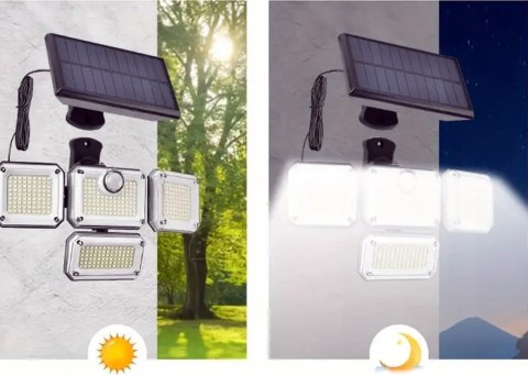 LAMPA SOLARNA ZEWNĘTRZNA LED z CZUJNIKIEM RUCHU REGULOWANA OGRODOWA + PILOT