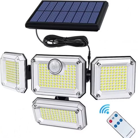 LAMPA SOLARNA ZEWNĘTRZNA LED z CZUJNIKIEM RUCHU REGULOWANA OGRODOWA + PILOT