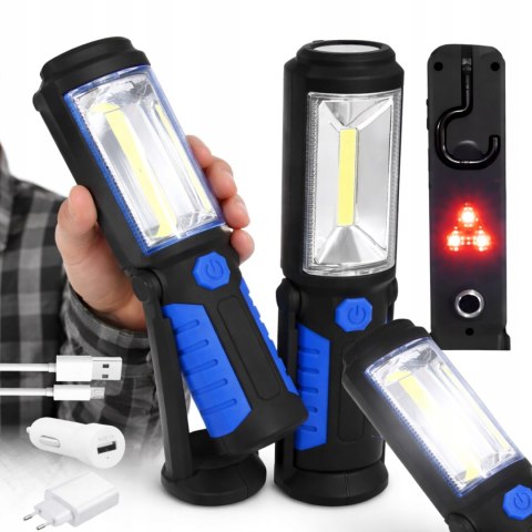 LAMPA WARSZTATOWA LED COB 3w1 MOCNA USB MAGNES HAK LATARKA