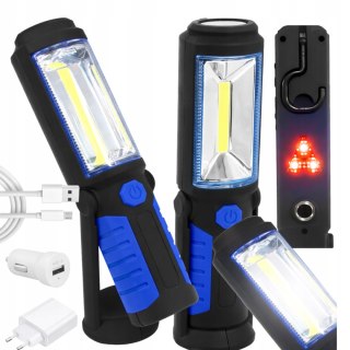 LAMPA WARSZTATOWA LED COB 3w1 MOCNA USB MAGNES HAK LATARKA