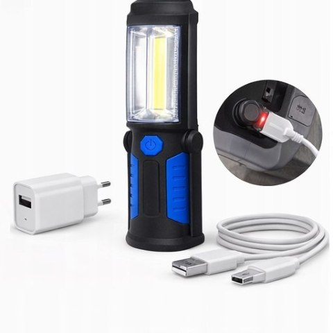 LAMPA WARSZTATOWA LED COB 3w1 MOCNA USB MAGNES HAK LATARKA