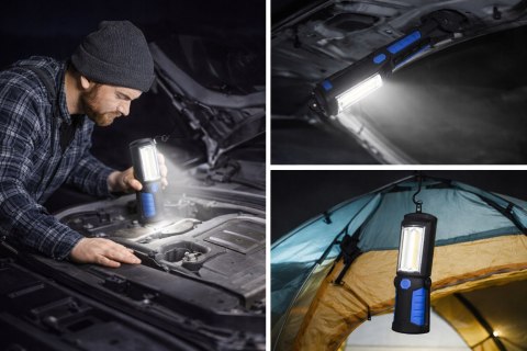 LAMPA WARSZTATOWA LED COB 3w1 MOCNA USB MAGNES HAK LATARKA