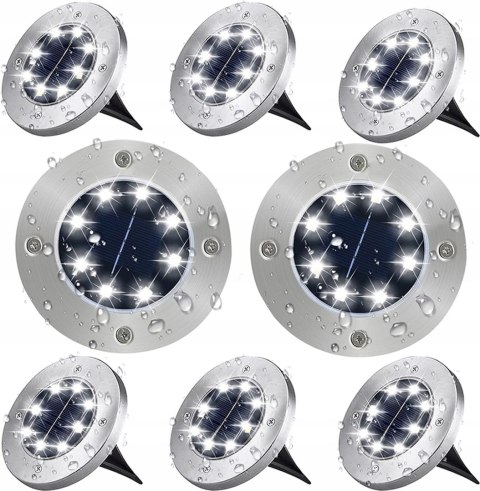LAMPKI LAMPY LED SOLARNE DO OGRODU DYSK WBIJANE OGRODOWE GRUNTOWE MOCNE 4x