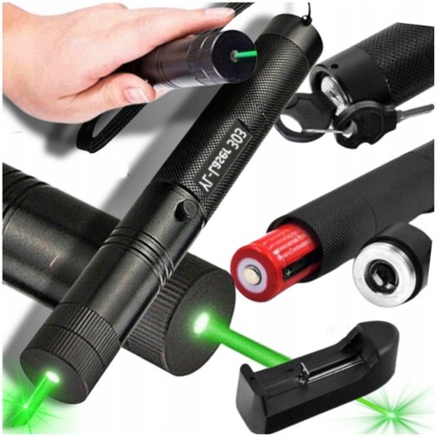 LASER WSKAŹNIK LASEROWY ZIELONY PUNKTOWY MOCNY AKUMLATOR ŁADOWARKA POINTER