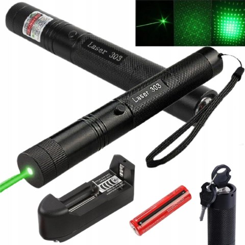LASER WSKAŹNIK LASEROWY ZIELONY PUNKTOWY MOCNY AKUMLATOR ŁADOWARKA POINTER