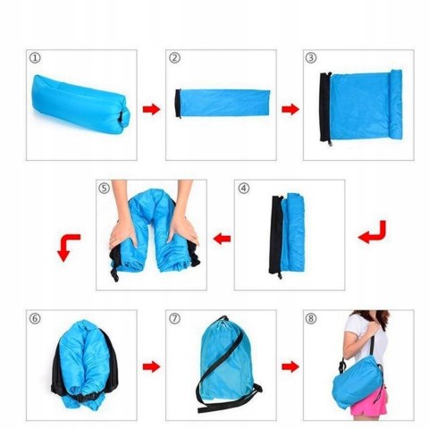 LAZY BAG SOFA NADMUCHIWANA DMUCHANA ROZKŁADANA NA PLAŻE FOTEL MATERAC LEŻAK