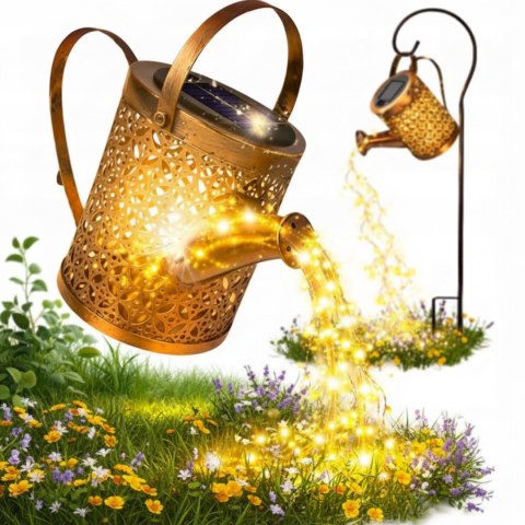 Lampa solarna konewka LED ogrodowa wisząca efekt deszczu z czujnuikiem XXL