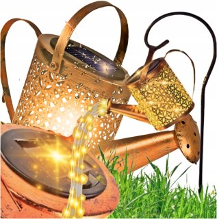 Lampa solarna konewka LED ogrodowa wisząca efekt deszczu z czujnuikiem XXL
