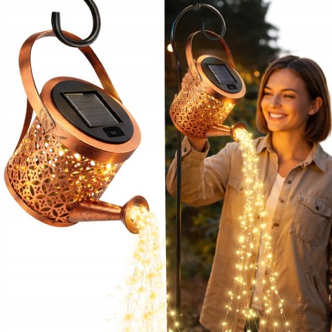 Lampa solarna konewka LED ogrodowa wisząca efekt deszczu z czujnuikiem XXL