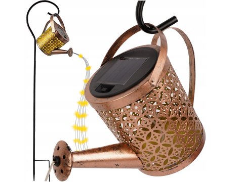 Lampa solarna konewka LED ogrodowa wisząca efekt deszczu z czujnuikiem XXL