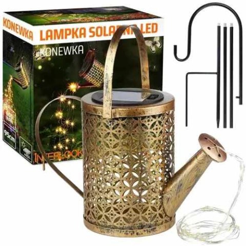 Lampa solarna konewka LED ogrodowa wisząca efekt deszczu z czujnuikiem XXL