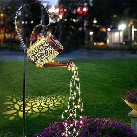 Lampa solarna konewka LED ogrodowa wisząca efekt deszczu z czujnuikiem XXL