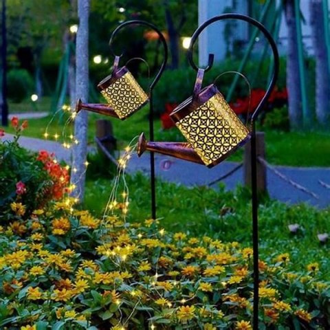 Lampa solarna konewka LED ogrodowa wisząca efekt deszczu z czujnuikiem XXL