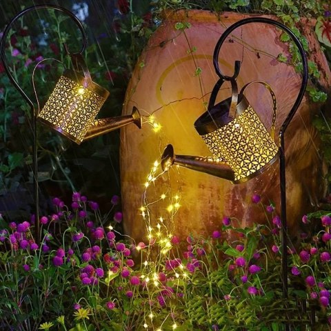 Lampa solarna konewka LED ogrodowa wisząca efekt deszczu z czujnuikiem XXL