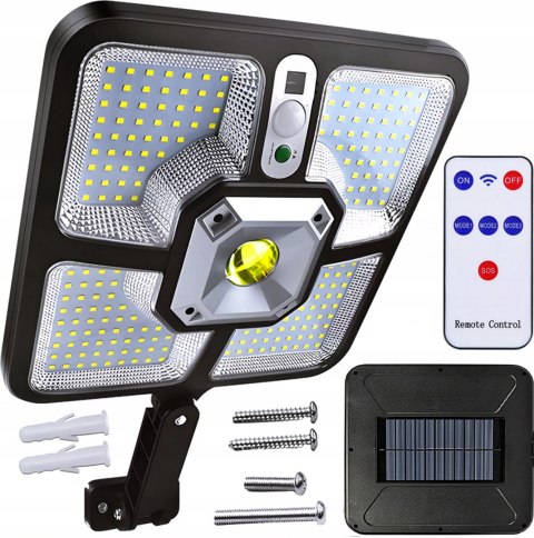 MOCNA LAMPA SOLARNA LED Z CZUJNIKIEM RUCHU ZMIERZCHU OGRODOWA SMD PILOT