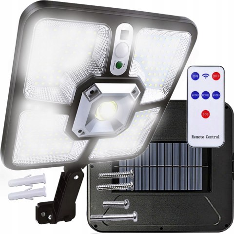 MOCNA LAMPA SOLARNA LED Z CZUJNIKIEM RUCHU ZMIERZCHU OGRODOWA SMD PILOT
