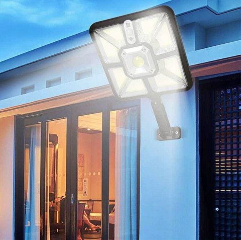 MOCNA LAMPA SOLARNA LED Z CZUJNIKIEM RUCHU ZMIERZCHU OGRODOWA SMD PILOT