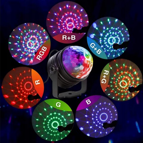 PROJEKTOR DYSKOTEKOWY KULA lustrzana DYSKOTEKOWA RGB reflektor LASER PILOT