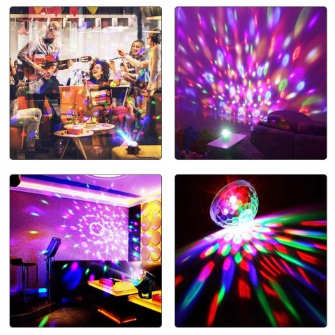 PROJEKTOR DYSKOTEKOWY KULA lustrzana DYSKOTEKOWA RGB reflektor LASER PILOT