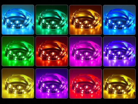 TAŚMA LED RGB COB KOLOROWA BIAŁA WODOODPORNA SAMOPRZYLEPNA 5M LEDY 5050