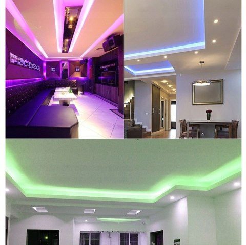 TAŚMA LED RGB COB KOLOROWA BIAŁA WODOODPORNA SAMOPRZYLEPNA 5M LEDY 5050