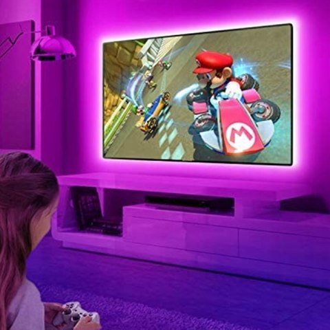 TAŚMA LED Z PILOTEM RGB USB DO TV 1M KOLOROWA PODŚWIETLENIE TELEWIZORA